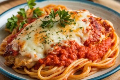 Baked Chicken Parmesan with Spaghetti Recipe