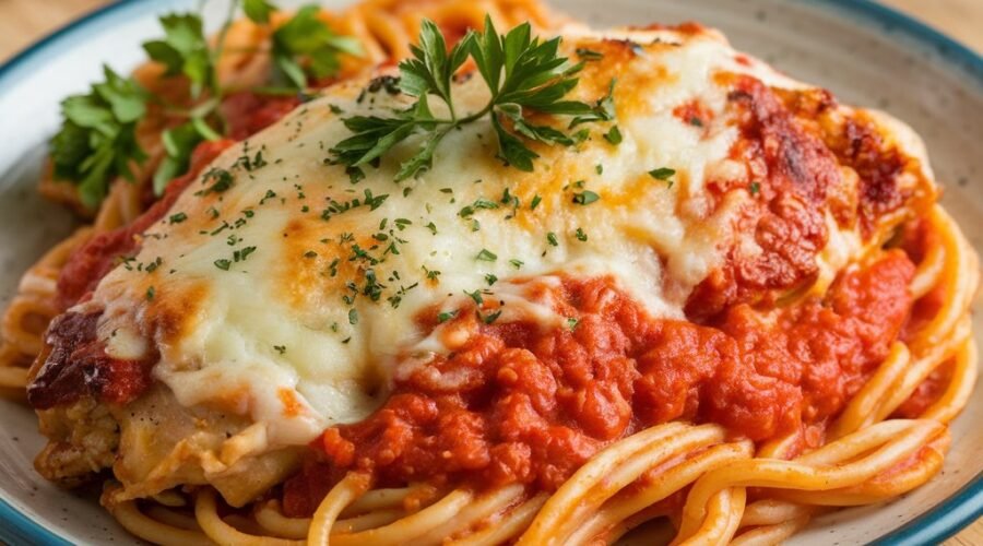 Baked Chicken Parmesan with Spaghetti Recipe