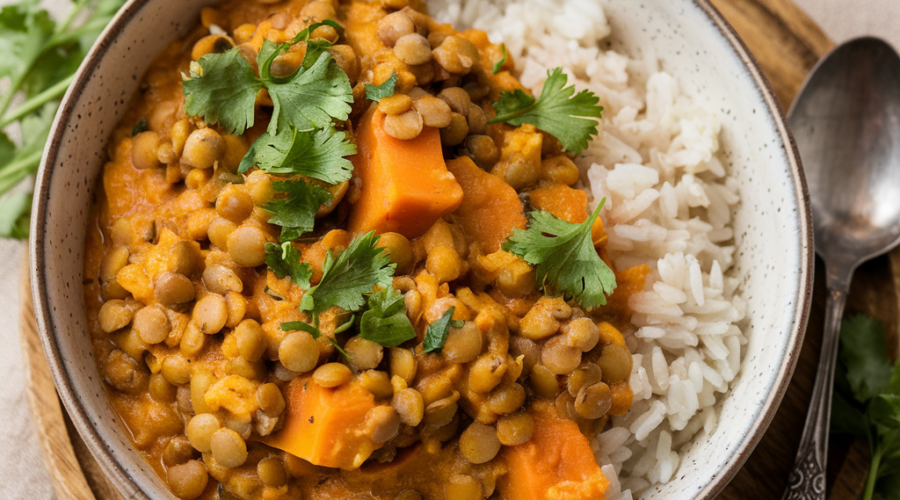 Vegan Lentil and Sweet Potato Curry Recipe