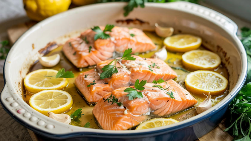 Lemon Garlic Salmon Tray Bake Recipe